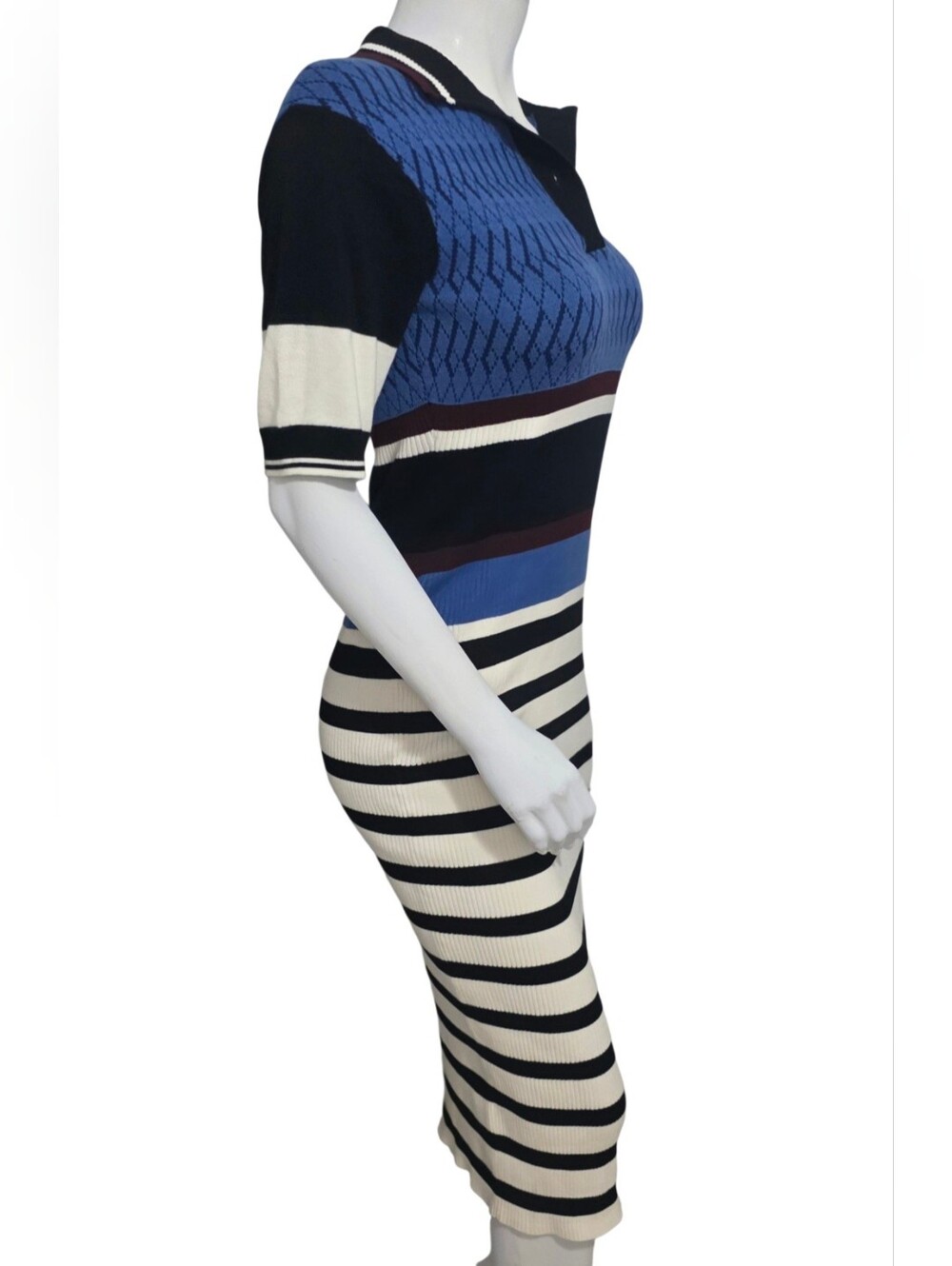 Fred Perry Blue, Black & Cream Striped Polo Dress Size 4 NWOT - Picture 7 of 14
